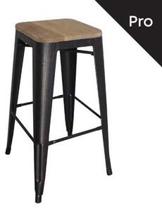 Σκαμπώ RELIX Wood BAR Antique Black/Natural Oak 43x43 H.76cm