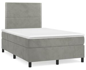 VidaXL Κρεβάτι Boxspring με Στρώμα Ανοιχτό Γκρι 120x190 εκ. Βελούδινο