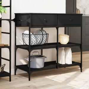 VidaXL Τρόλεϊ Κουζίνας Μαύρο 105x42x95 εκ. από Επεξεργασμένο Ξύλο