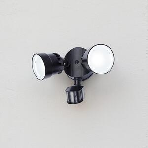 LUTEC Εξωτερικός προβολέας με αισθητήρα LED SHRIMP II μαύρος 12W 2φωτιστικά IP44, Μαύρο, Πλαστικό