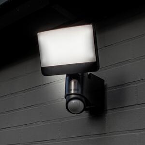 LUTEC Εξωτερικός προβολέας τοίχου με αισθητήρα LED SUNSHINE, 25 cm, σκούρο γκρι, IP54, Γκρι, Πλαστικό, σύγχρονο, Προβολέας τοίχου