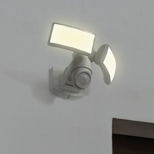 LUTEC Εξωτερικός προβολέας με αισθητήρα LED ARC, λευκός, 28 cm, 2 φτερά, IP54, Λευκό, Πλαστικό, σύγχρονο, Γωνιακός τοίχος