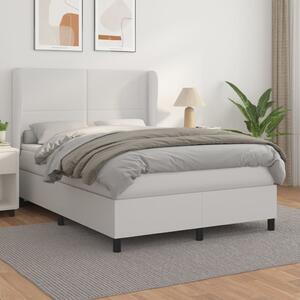 VidaXL Κρεβάτι Boxspring με Στρώμα Λευκό 140x200εκ.από Συνθετικό Δέρμα