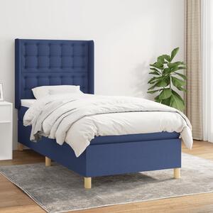 VidaXL Κρεβάτι Boxspring με Στρώμα Μπλε 90x200 εκ.Υφασμάτινο