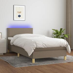 VidaXL Κρεβάτι Boxspring με Στρώμα & LED Taupe 90x200 εκ. Υφασμάτινο