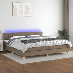 VidaXL Κρεβάτι Boxspring με Στρώμα & LED Taupe 200x200 εκ. Υφασμάτινο