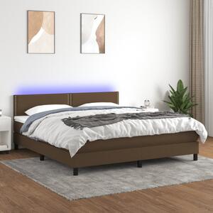 VidaXL Κρεβάτι Boxspring με Στρώμα & LED Σκ.Καφέ 180x200εκ. Υφασμάτινο