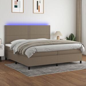 VidaXL Κρεβάτι Boxspring με Στρώμα & LED Taupe 200x200 εκ. Υφασμάτινο