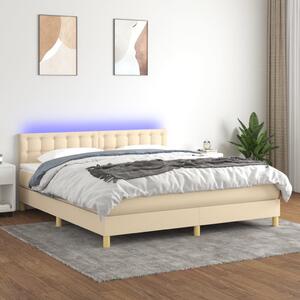 VidaXL Κρεβάτι Boxspring με Στρώμα & LED Κρεμ 160x200 εκ. Υφασμάτινο