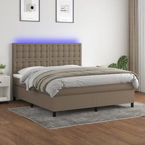 VidaXL Κρεβάτι Boxspring με Στρώμα & LED Taupe 180x200 εκ. Υφασμάτινο