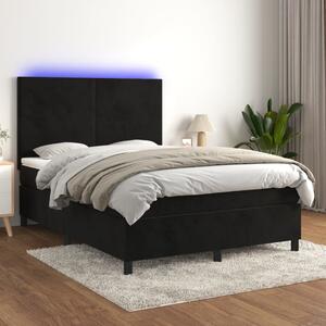 VidaXL Κρεβάτι Boxspring με Στρώμα & LED Μαύρο 140x190 εκ. Βελούδινο