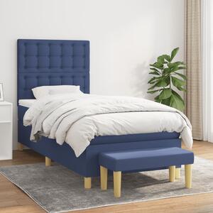 VidaXL Κρεβάτι Boxspring με Στρώμα Μπλε 90x200 εκ.Υφασμάτινο