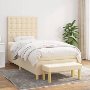 VidaXL Κρεβάτι Boxspring με Στρώμα Κρεμ 90x200 εκ.Υφασμάτινο