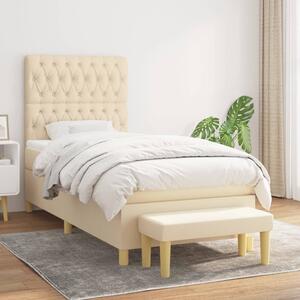 VidaXL Κρεβάτι Boxspring με Στρώμα Κρεμ 90x190 εκ.Υφασμάτινο