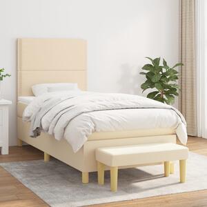 VidaXL Κρεβάτι Boxspring με Στρώμα Κρεμ 90x200 εκ.Υφασμάτινο