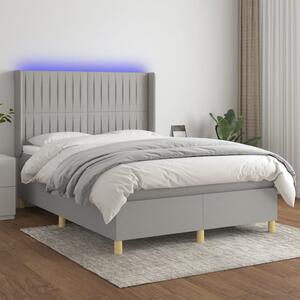 VidaXL Κρεβάτι Boxspring με Στρώμα & LED Αν.Γκρι 140x200εκ. Υφασμάτινο