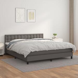 VidaXL Κρεβάτι Boxspring με Στρώμα Γκρι 160x200εκ. από Συνθετικό Δέρμα