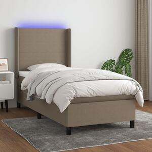 VidaXL Κρεβάτι Boxspring με Στρώμα & LED Taupe 90x200 εκ. Υφασμάτινο