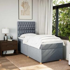 VidaXL Κρεβάτι Boxspring με Στρώμα Ανοιχτό Γκρι 90x200 εκ. Υφασμάτινο