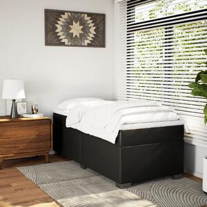 VidaXL Κρεβάτι Boxspring με Στρώμα Μαύρο 90x200εκ. από Συνθετικό Δέρμα