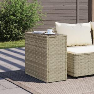 VidaXL Τραπέζι Κήπου με Γυάλινη Επιφ. Γκρι 58x27,5x55 εκ. Συνθ. Ρατάν