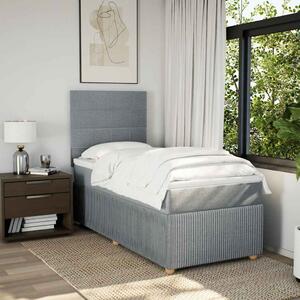 VidaXL Κρεβάτι Boxspring με Στρώμα Ανοιχτό Γκρι 90x200 εκ. Υφασμάτινο