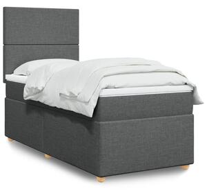 VidaXL Κρεβάτι Boxspring με Στρώμα Σκούρο Γκρι 100x200 εκ. Υφασμάτινο