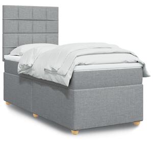 VidaXL Κρεβάτι Boxspring με Στρώμα Ανοιχτό Γκρι 100x200 εκ. Υφασμάτινο