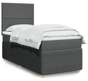 VidaXL Κρεβάτι Boxspring με Στρώμα Σκούρο Γκρι 90x190 εκ. Υφασμάτινο