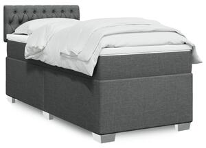 VidaXL Κρεβάτι Boxspring με Στρώμα Σκούρο Γκρι 100x200 εκ. Υφασμάτινο