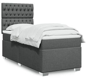 VidaXL Κρεβάτι Boxspring με Στρώμα Σκούρο Γκρι 90x200 εκ. Υφασμάτινο