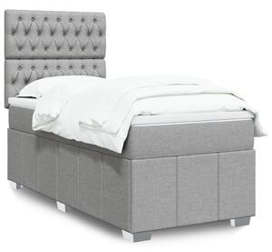 VidaXL Κρεβάτι Boxspring με Στρώμα Ανοιχτό Γκρι 90x200 εκ. Υφασμάτινο