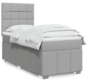 VidaXL Κρεβάτι Boxspring με Στρώμα Ανοιχτό Γκρι 90x200 εκ. Υφασμάτινο