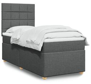 VidaXL Κρεβάτι Boxspring με Στρώμα Σκούρο Γκρι 90x200 εκ. Υφασμάτινο