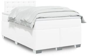 VidaXL Κρεβάτι Boxspring με Στρώμα Λευκό 120x200εκ.από Συνθετικό Δέρμα