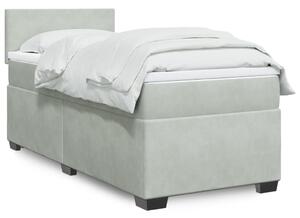 VidaXL Κρεβάτι Boxspring με Στρώμα Ανοιχτό Γκρι 90x200 εκ. Βελούδινο