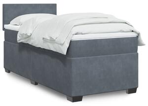 VidaXL Κρεβάτι Boxspring με Στρώμα Σκούρο Γκρι 90x200 εκ. Βελούδινο