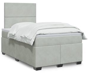 VidaXL Κρεβάτι Boxspring με Στρώμα Ανοιχτό Γκρι 120x190 εκ. Βελούδινο