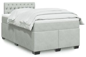 VidaXL Κρεβάτι Boxspring με Στρώμα Ανοιχτό Γκρι 120x190 εκ. Βελούδινο