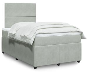 VidaXL Κρεβάτι Boxspring με Στρώμα Ανοιχτό Γκρι 120x190 εκ. Βελούδινο