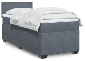 VidaXL Κρεβάτι Boxspring με Στρώμα Σκούρο Γκρι 100x200 εκ. Βελούδινο