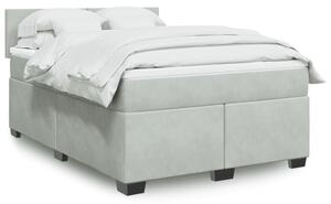 VidaXL Κρεβάτι Boxspring με Στρώμα Ανοιχτό Γκρι 140x200 εκ. Βελούδινο