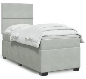 VidaXL Κρεβάτι Boxspring με Στρώμα Ανοιχτό Γκρι 100x200 εκ. Βελούδινο