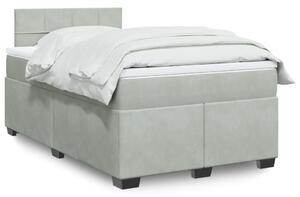 VidaXL Κρεβάτι Boxspring με Στρώμα Ανοιχτό Γκρι 120x190 εκ. Βελούδινο