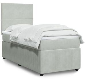 VidaXL Κρεβάτι Boxspring με Στρώμα Ανοιχτό Γκρι 100x200 εκ. Βελούδινο