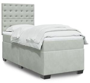 VidaXL Κρεβάτι Boxspring με Στρώμα Ανοιχτό Γκρι 100x200 εκ. Βελούδινο