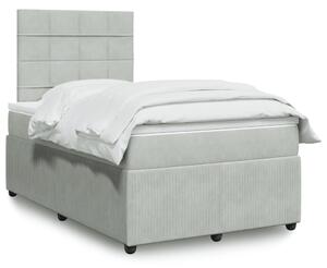 VidaXL Κρεβάτι Boxspring με Στρώμα Ανοιχτό Γκρι 120x190 εκ. Βελούδινο