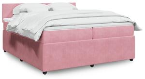 VidaXL Κρεβάτι Boxspring με Στρώμα Ροζ 200x200 εκ. Βελούδινο