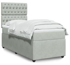 VidaXL Κρεβάτι Boxspring με Στρώμα Ανοιχτό Γκρι 100x200 εκ. Βελούδινο