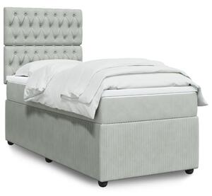 VidaXL Κρεβάτι Boxspring με Στρώμα Ανοιχτό Γκρι 90x200 εκ. Βελούδινο